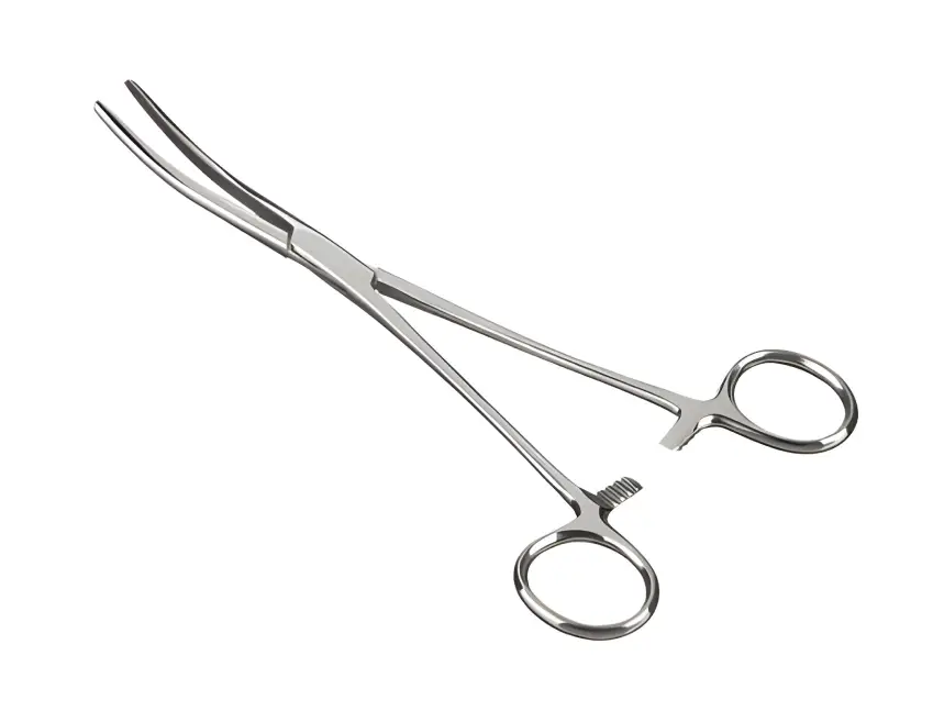 A polished surgical forceps, representing medical instruments that benefit from ARKA's coatings for smoother handling and longer-lasting performance.