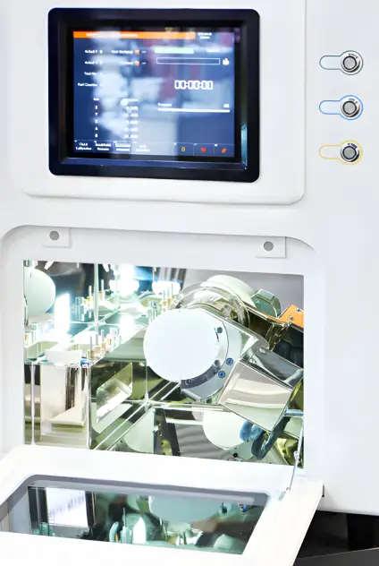 Dental milling machine used in coating technology and research and development for precision manufacturing.