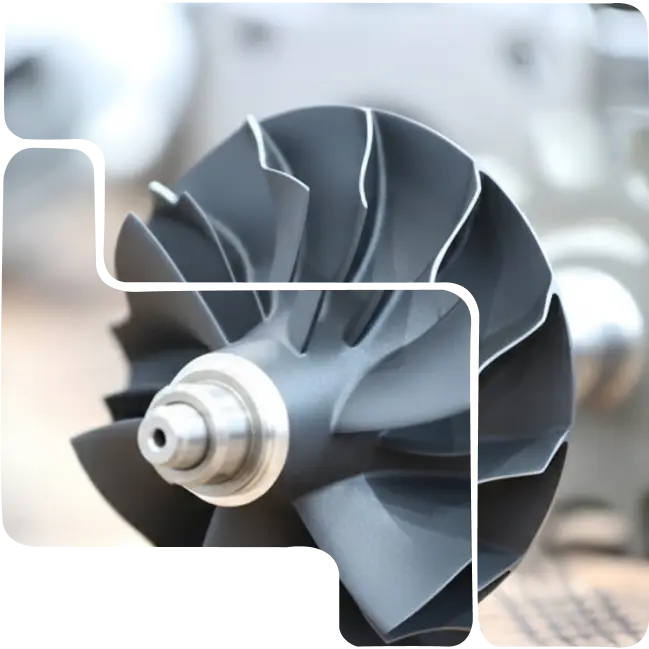 Turbo impeller with Aluminum Titanium Nitride (AlTiN) coating for high-performance machining applications.