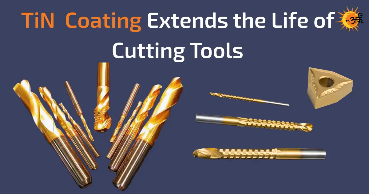 Gold Titanium Nitride (TiN) coated industrial cutting tools including drill bits, taps, and carbide inserts for extended tool life and wear resistance.