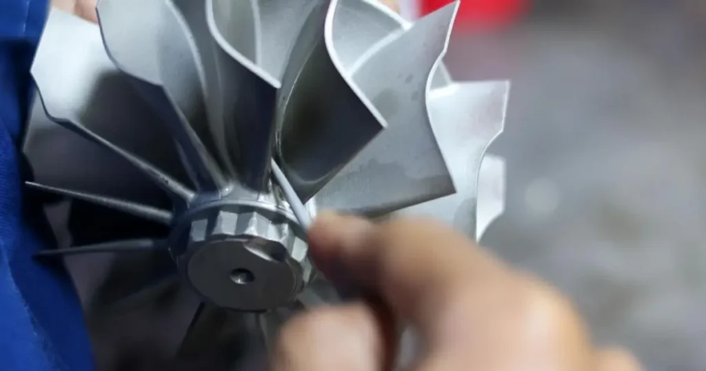 AlTiN coated industrial component being inspected for surface quality